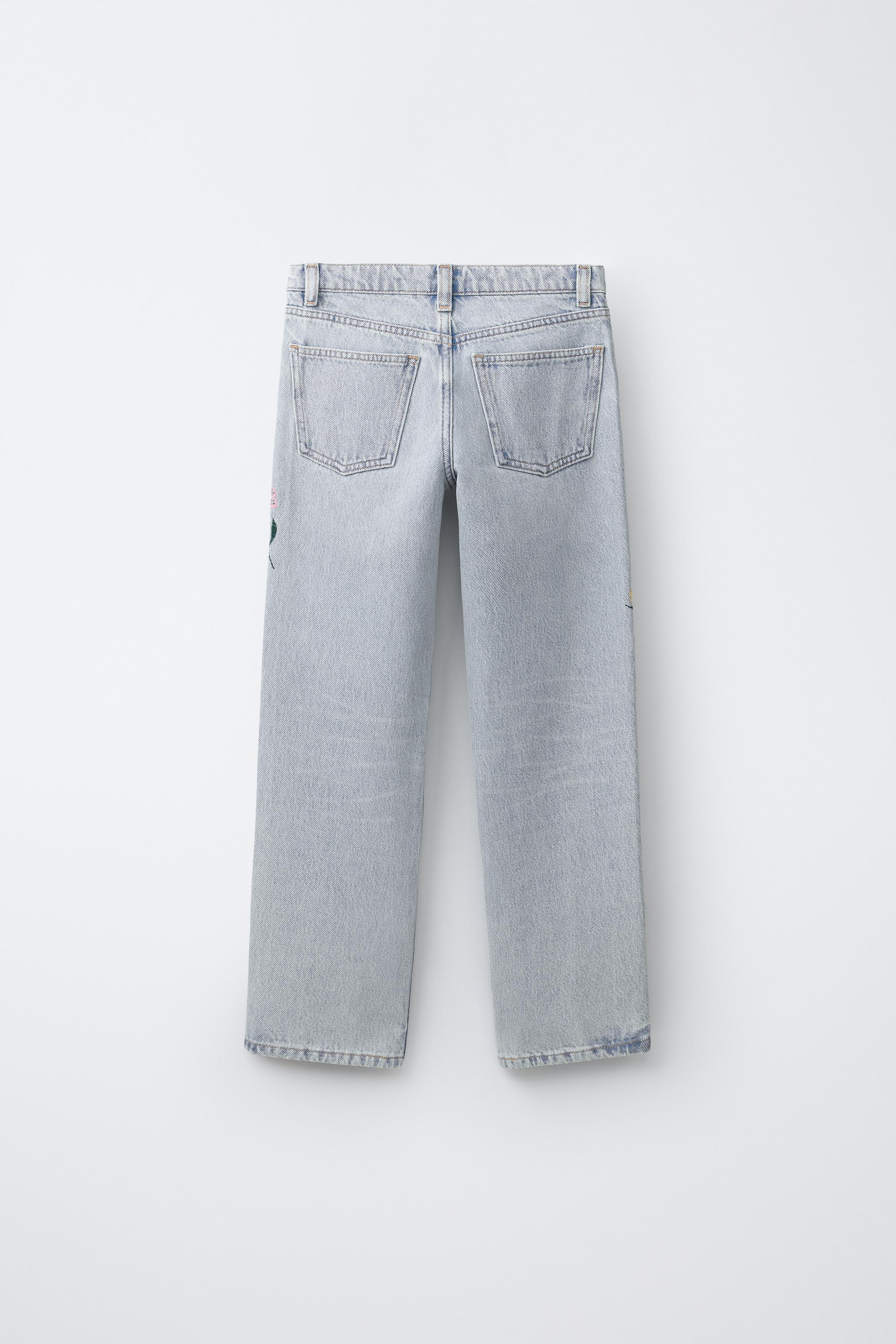 EMBROIDERED FLORAL STRAIGHT JEANS